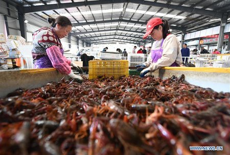 Crayfish-related Industry Brings Jobs, Income Raises to Qian